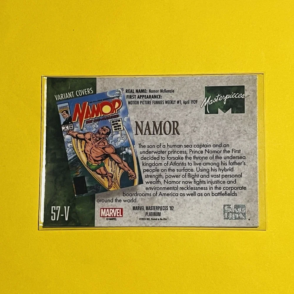 Marvel Masterpieces '92‎ Platinum Namor Variant Cover 57-V Card